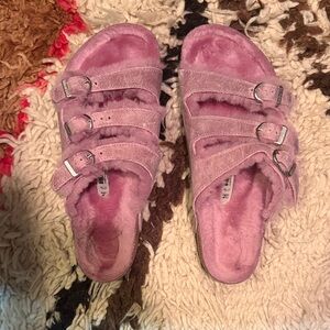 Women Size 11 (42) Birkenstock Florida Shearling Leather Lavender Sandal 1020316